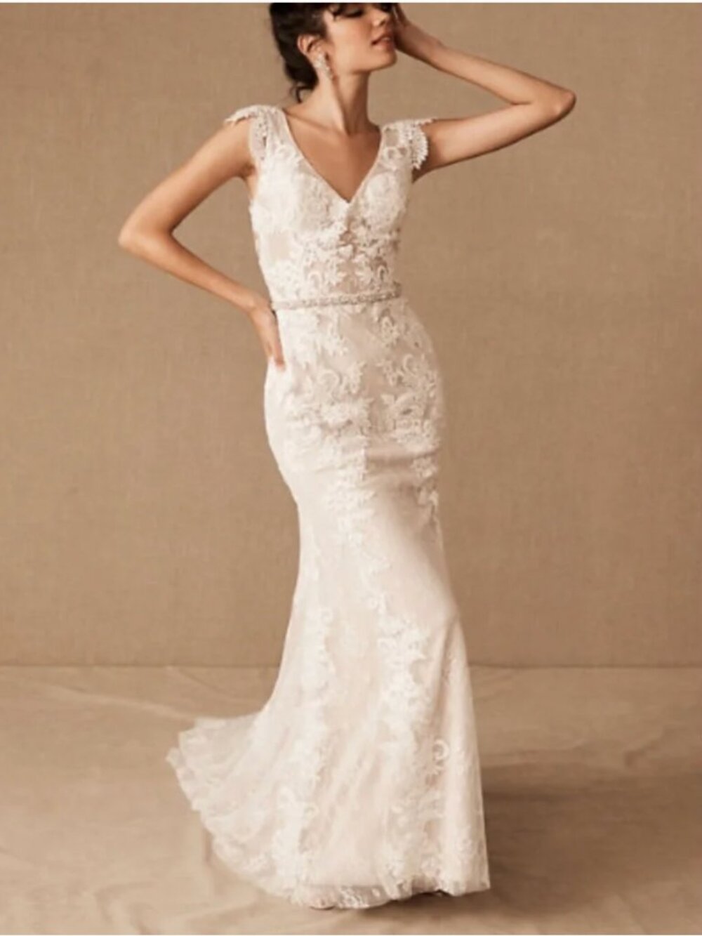 Wedding Dress: Whispers & Echoes Milano Gown from BHLDN - size 4, ivory/almond